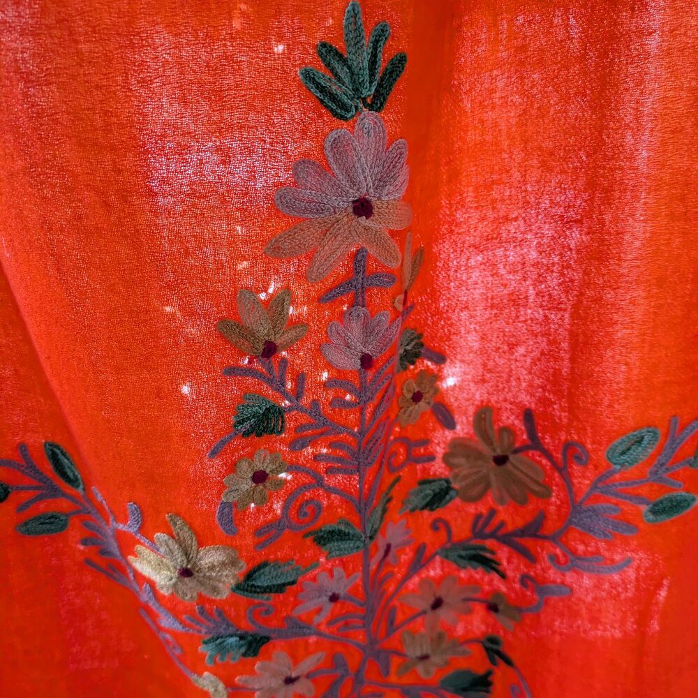 Wool Scarf Handmade Crewel Embroidery Wrap Kashmiri Pashmina Shawl Wrap - Picture 3 of 6